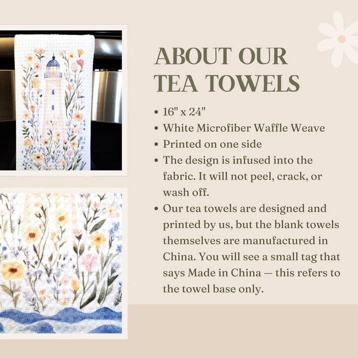 Firefly Paper Studio, LLC - Wholesale Tea Towel - Coastal Lighthouse Tea Towel3