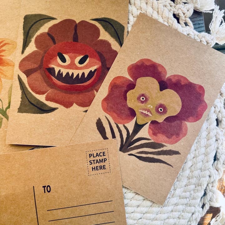 Cryptic Paper Co. - Wholesale Postcard Set - Fantasy Flower Watercolor Postcard Set of 46