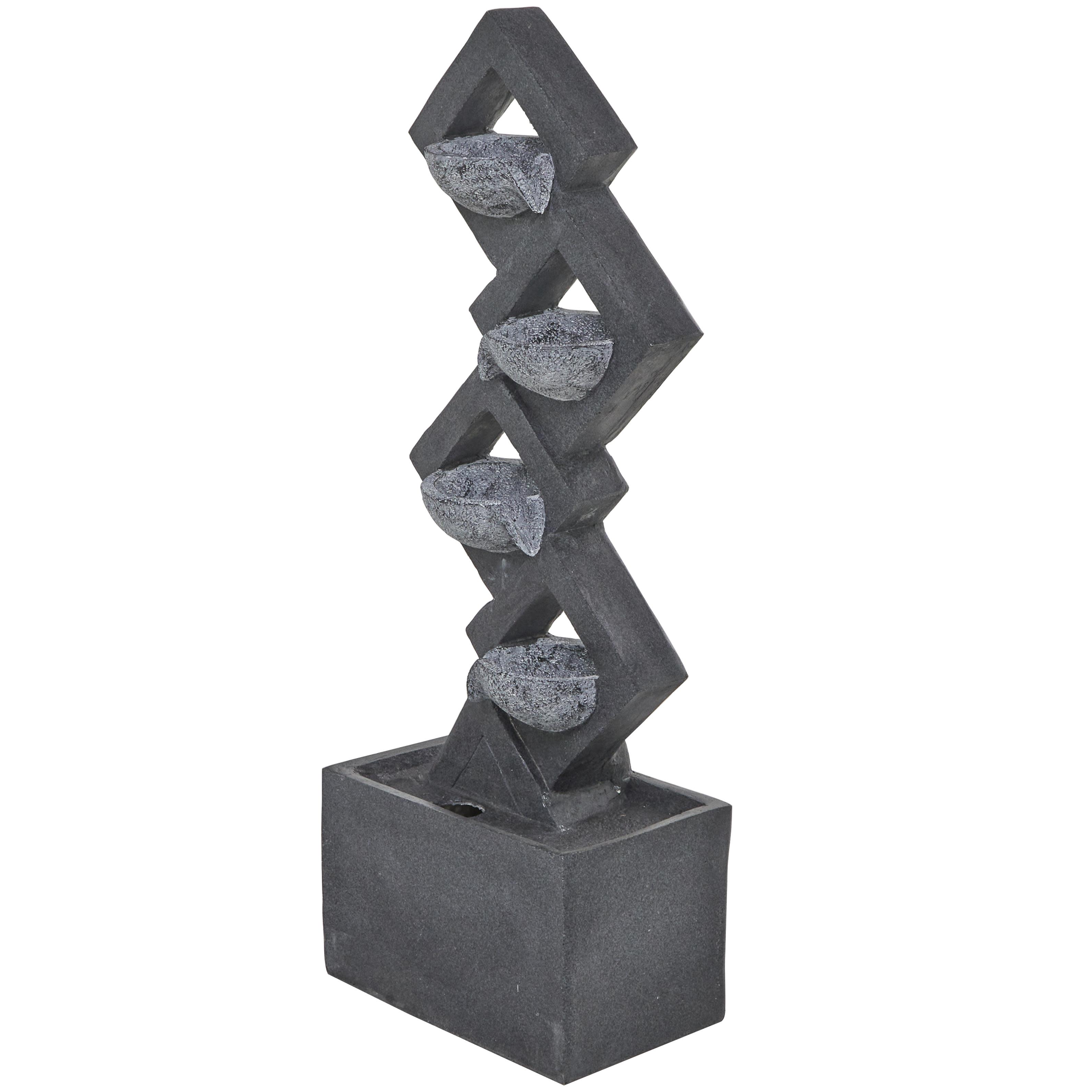 Import Corner - Wholesale Outdoor Ornament/Decor - A-22932: FIBERCLAY WATER FOUNTAIN WITH LED LGHTS 16"W, 43"H4