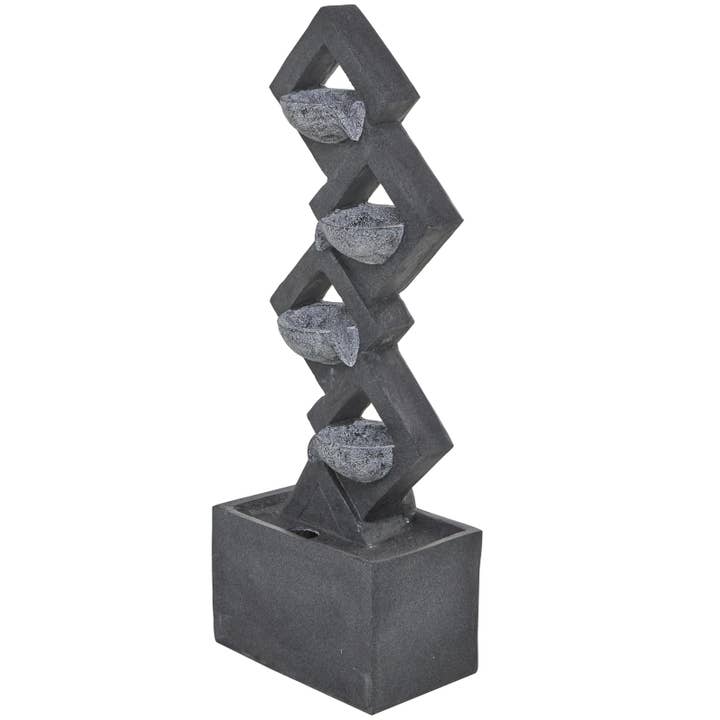 Import Corner - Wholesale Outdoor Ornament/Decor - A-22932: FIBERCLAY WATER FOUNTAIN WITH LED LGHTS 16"W, 43"H4