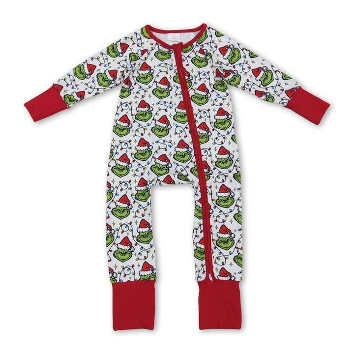 Yawoo Garments - Wholesale Sleepwear Set - Kids - Christmas lighting green face baby kids pajamas2