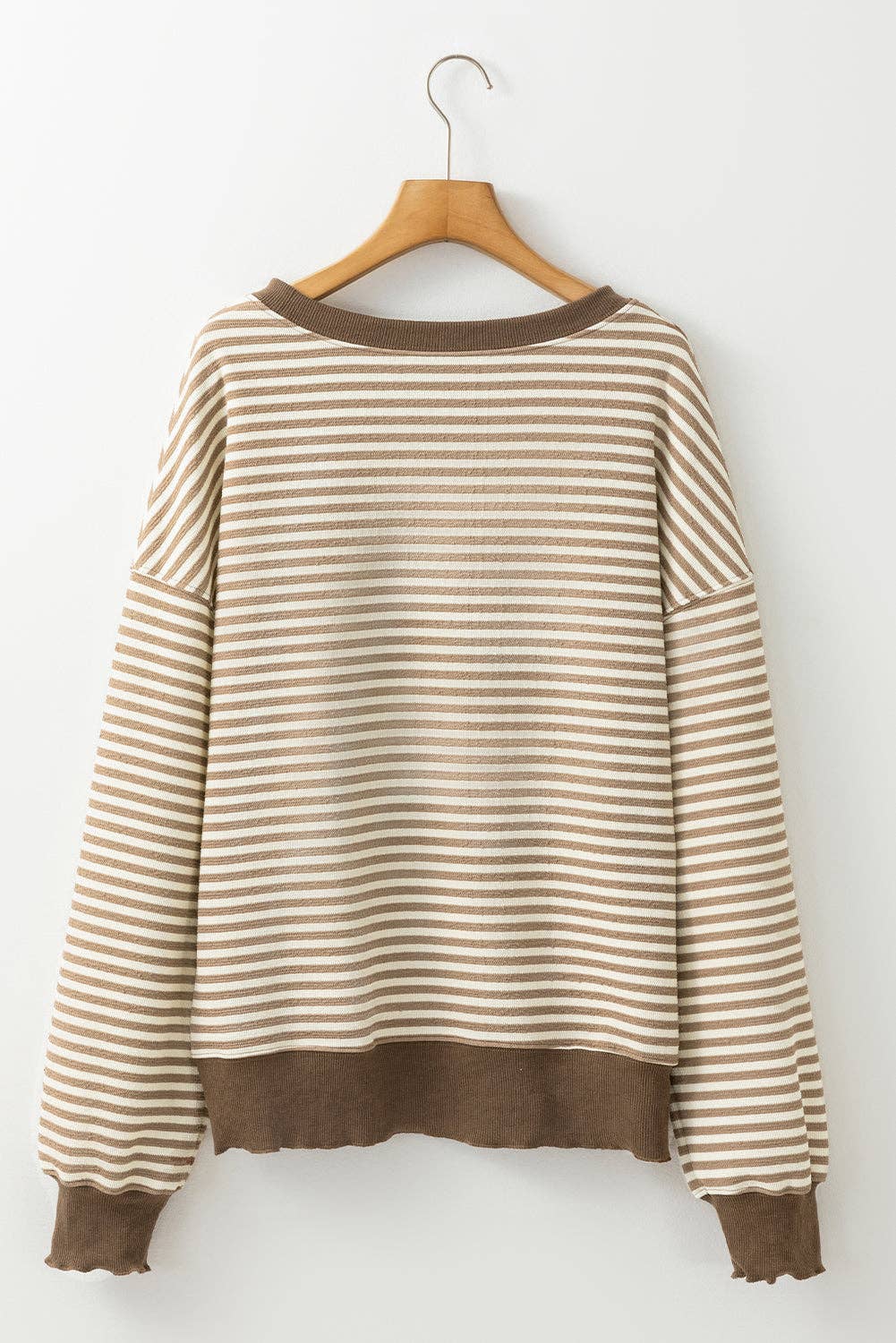 Threaded Pear - Wholesale Knit Top - Women's - Angie Stripe Loose Drop Shoulder Long Sleeve Top7