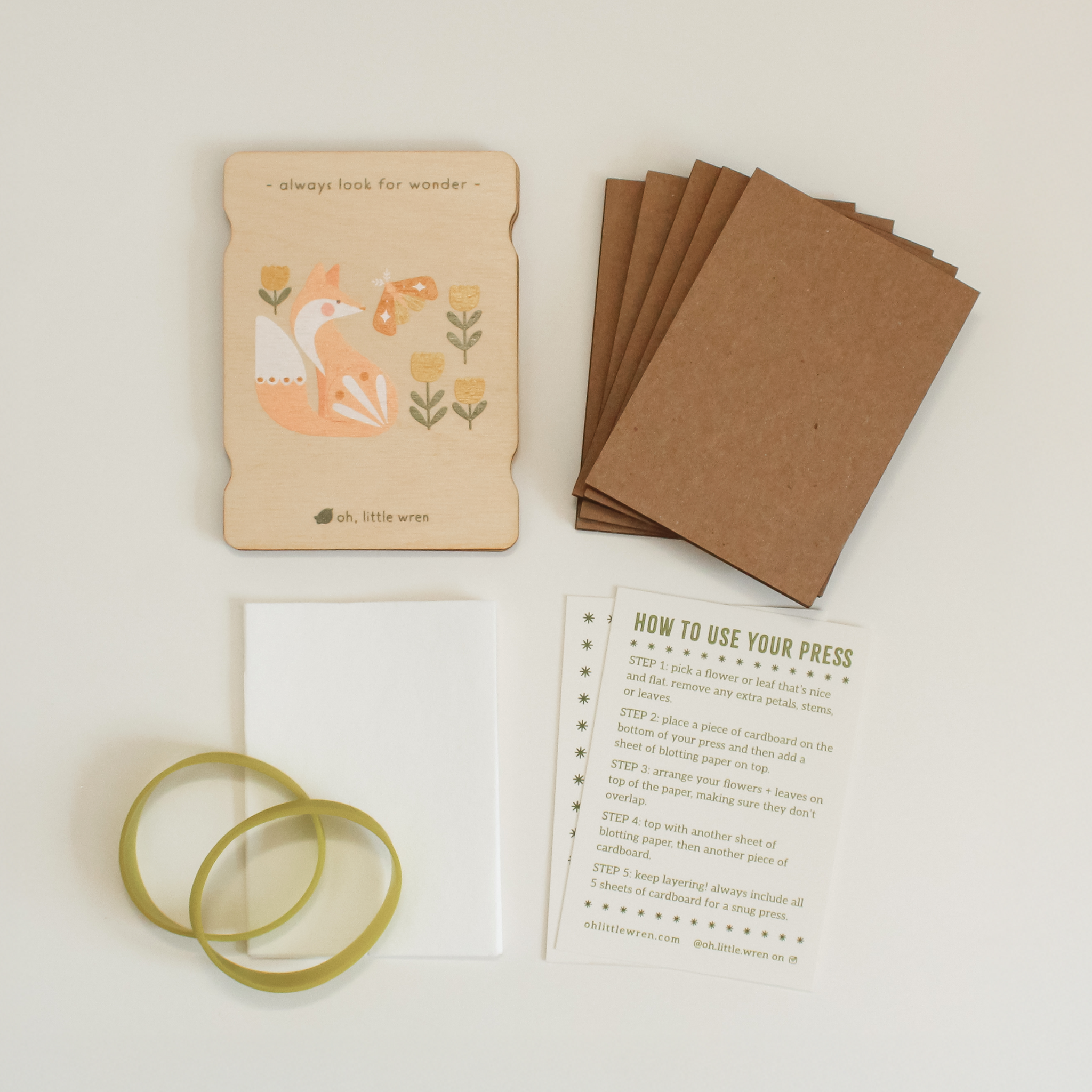 oh, little wren - Wholesale DIY Craft Kit - Kids - Little Nature Press - Mini Wooden Flower Press - Owl Design3