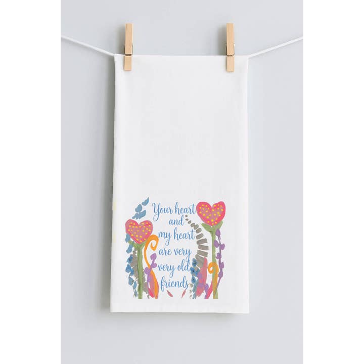 Your Heart and My Heart Tea Towel for wholesale by LuckyBird Apparel and Home