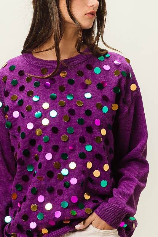 Vanilla Monkey - Vendita all'ingrosso Maglione tricot - Donna - Pullover in maglia con lustrini Mardi Gras Colors1