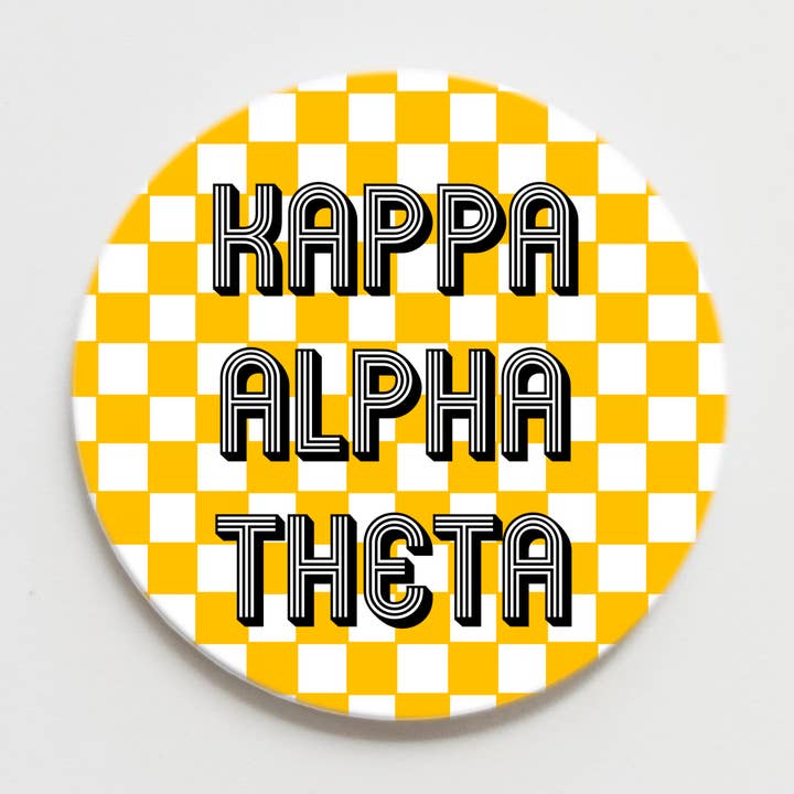 Kappa Alpha Theta Checkerboard Greek Button - 3.00 inch for wholesale by Good Vibez Collegiate
