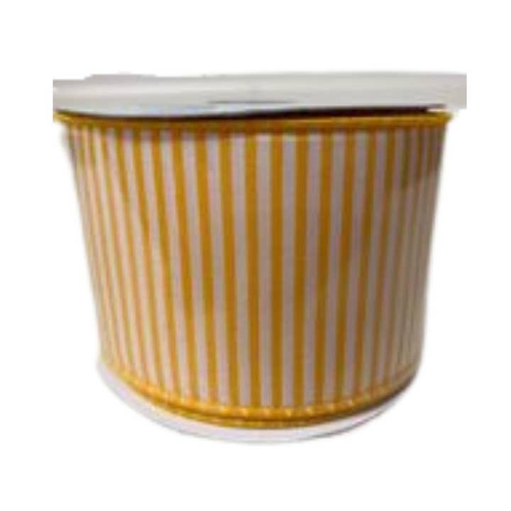 Trendy tree - Wholesale Ribbon - Gift Wrapping - 2.5" Yellow White Horizontal Lines Ribbon RX9142J30