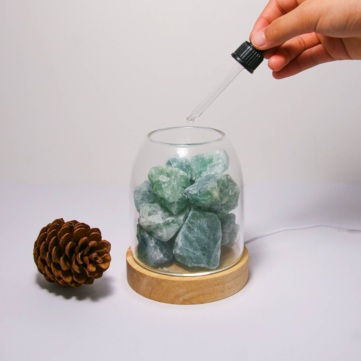 Amrita Court Essential Oils and Aromatic Homeware - Wholesale Electronic Diffuser - AURORA Crystal Essential Oil Diffuser | Green Calcite 500g2