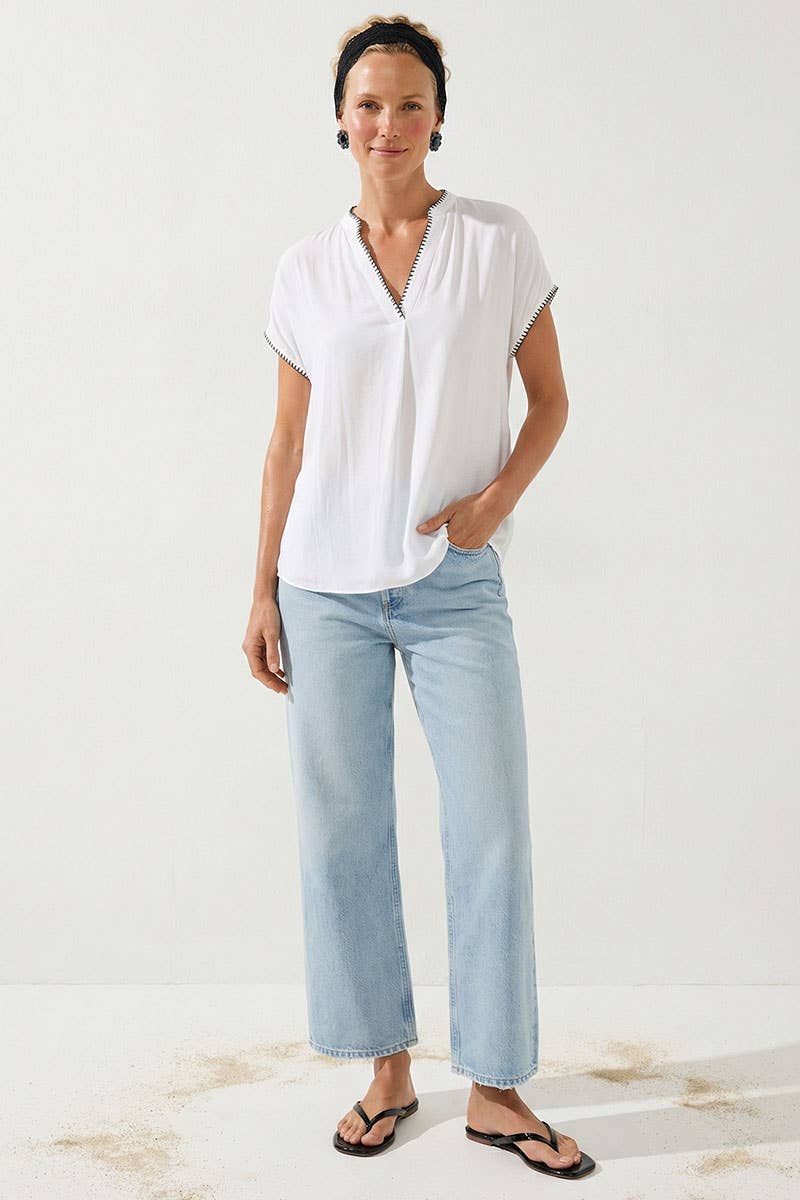 Naked Zebra - Vente Chemisier – femme - Blouse régulière à épaules tombantes avec surpiqûres.21