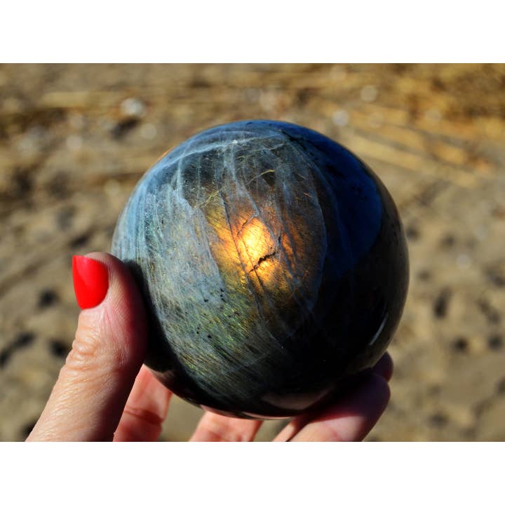 Kaia & Crystals - Wholesale Spiritual stone/crystal - XL Natural Labradorite Sphere Stone (65mm - 100mm)9