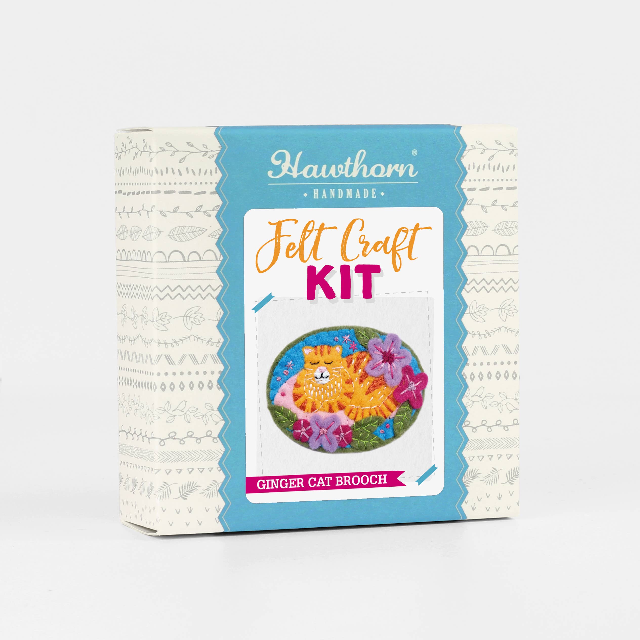 Hawthorn Handmade (US Duties Paid) - Vente Kits de couture - Kit de broche en feutre Chat roux | Kit d'artisanat complet1