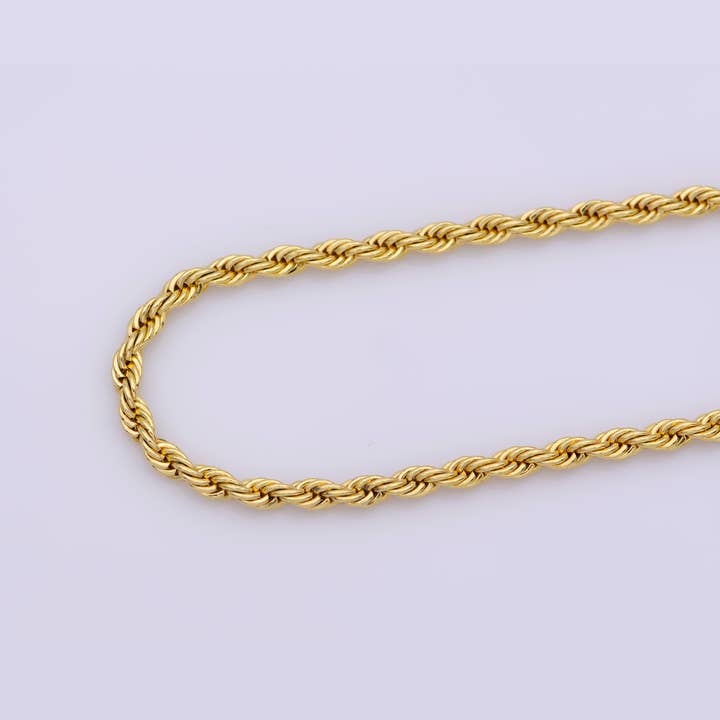 17.7" Rope Chain Necklace, 24K Gold Plated Finished Chain for wholesale by Aim Eternal