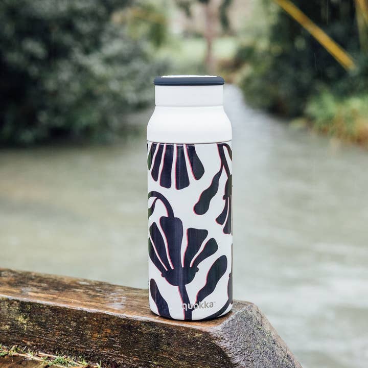 QUOKKA - Wholesale Water Bottle - QUOKKA STAINLESS STEEL THERMAL BOTTLE SILICONE ECHO LEAVES 690ML1