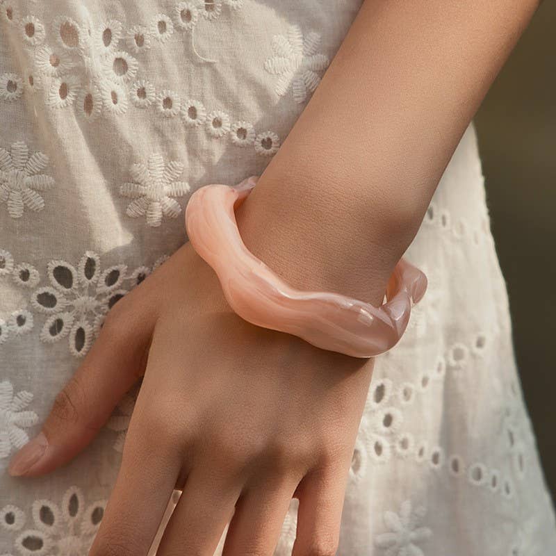 JOSSLYN by wall to wall - Wholesale Cuff Bracelet - Acrylic Wavy Bamboo Design Cuff Bracelet | 40B51964