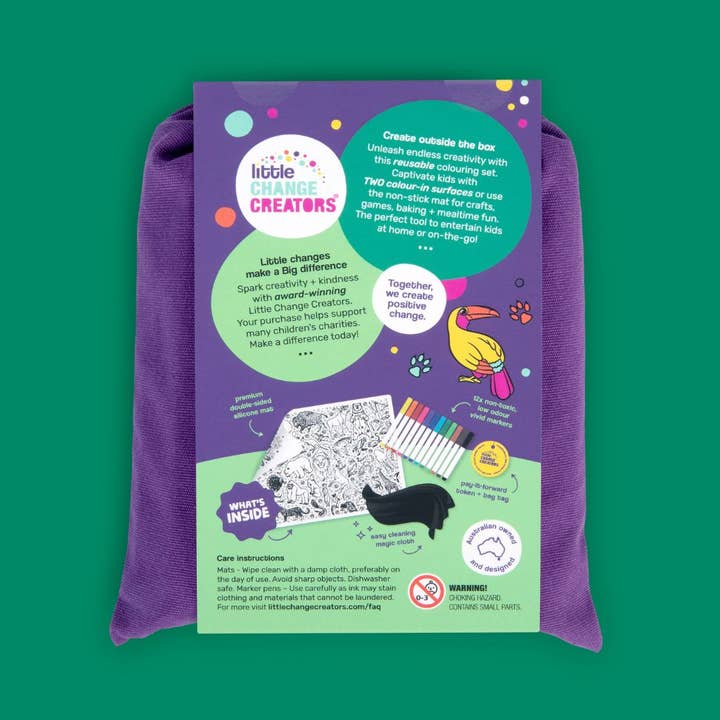 Little Change Creators - Wholesale Coloring Mat - Kids & Baby - SAFARI | Washable Animal Colouring Activity Mat2