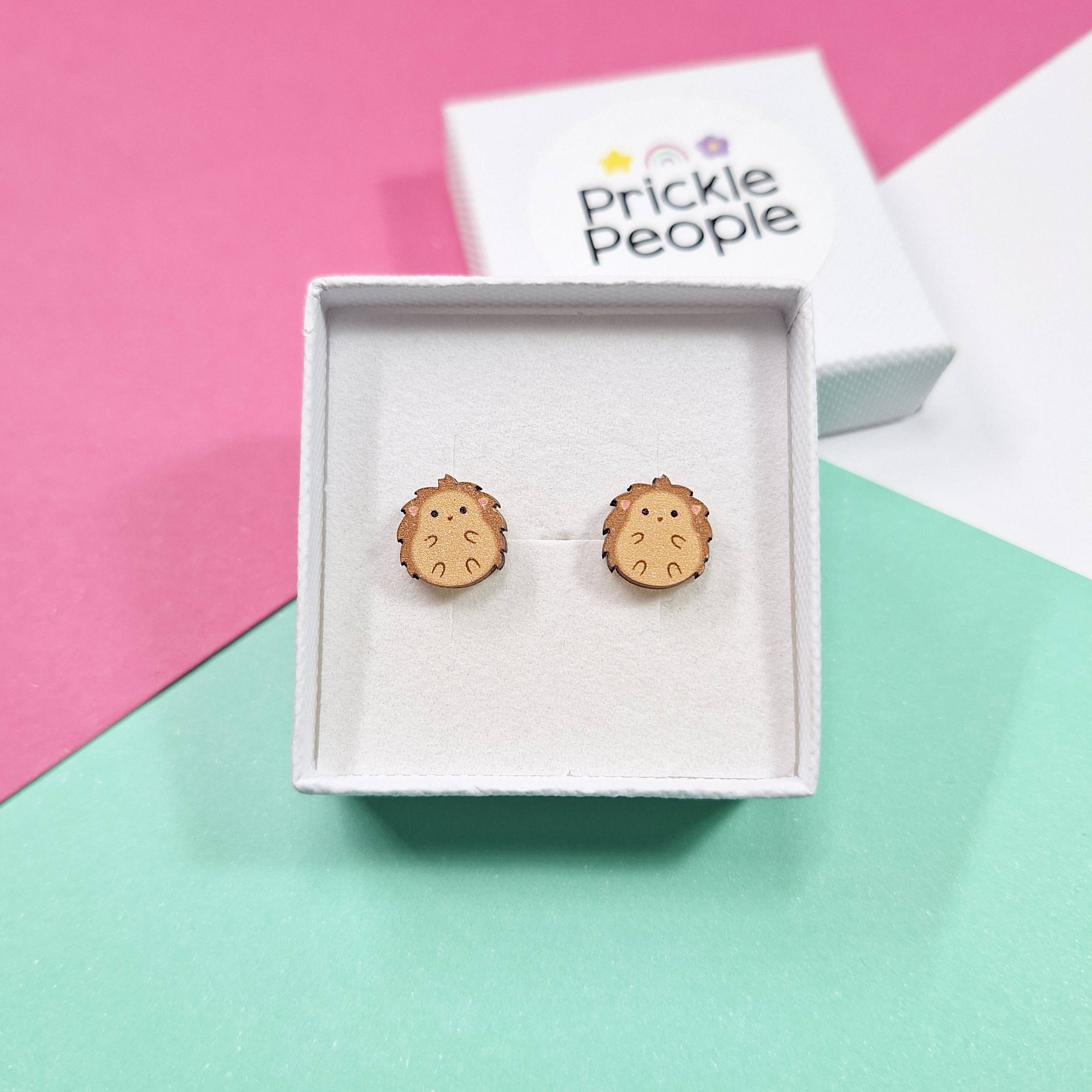 Prickle People - Wholesale Stud/Post Earrings - Hedgehog Stud Earrings Handmade Eco Wood5
