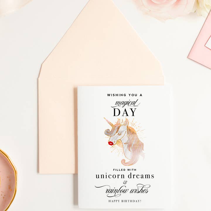 Kitty Meow Boutique - Wholesale Birthday Card - Magical Unicorn Dreams - Sweet Birthday Greeting Card1