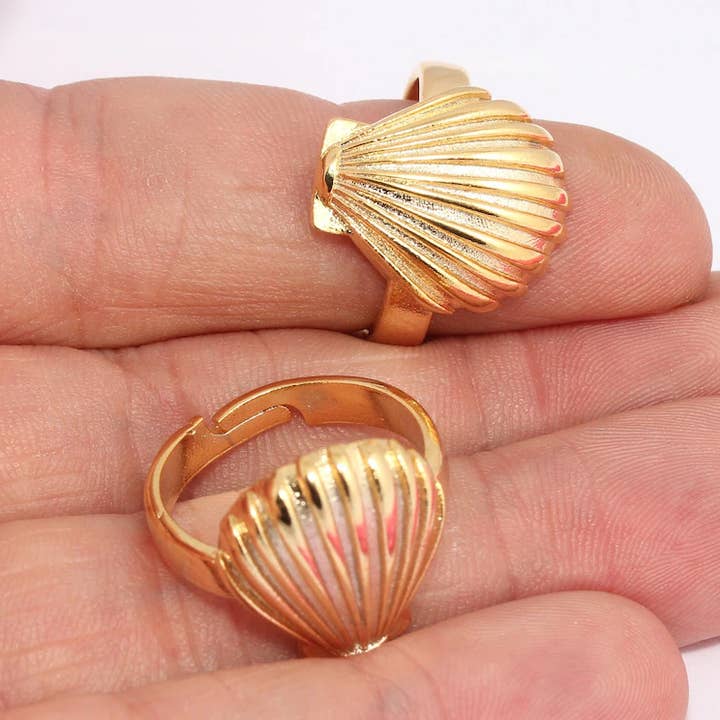 18-19mm 24k Skinnende Guld, Skalsringe SLM345 for engroshandel hos QueenJewelryM