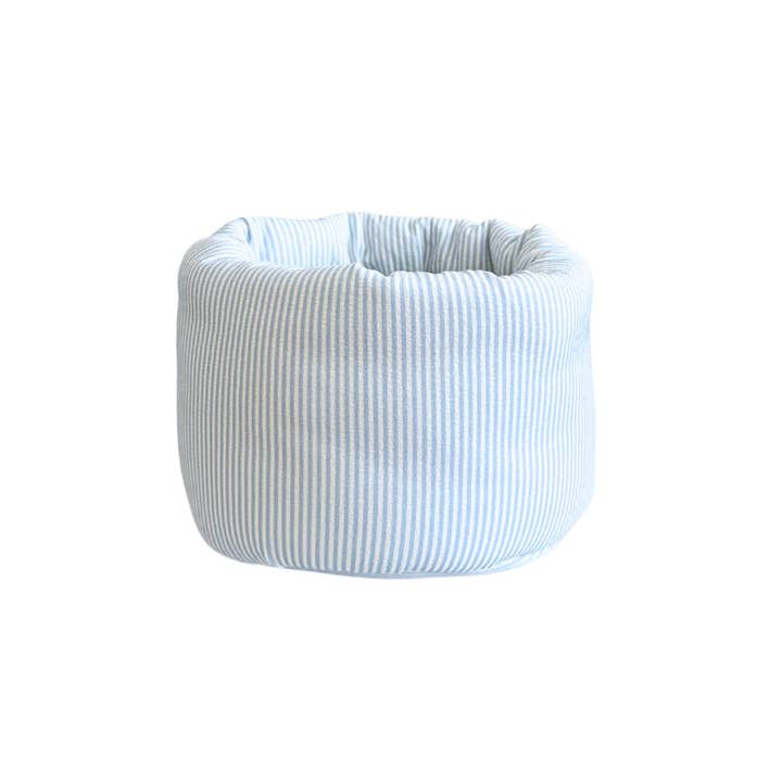 Beyond Scrunchies - Wholesale Makeup/Cosmetic Bag - LARGE PUFF BUCKET ORGANIZER - BLUE STRIPES
