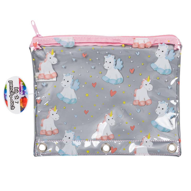 Deluxe Import Trading - Wholesale Pencil Case/Pouch - Unicorn Pencil Pouch- 7.5''- Unicorn Print0