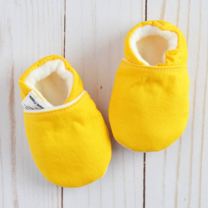 Stay-On Baby Shoes - Baby Mocs - Sunny Yellow for wholesale by Waku Waku Baby