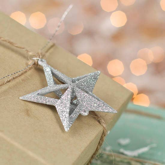 Factory Direct Craft - Vendita all'ingrosso Bandierine/Ghirlande - Ornamenti a forma di stella mini glitterati da 2" - Seleziona colore5