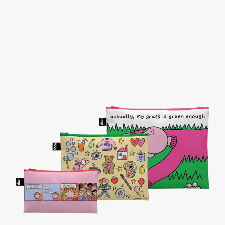 LOQI x Rosie Pink – Recycled Zip Pockets (Set of 3) for wholesale by Rosie Pink