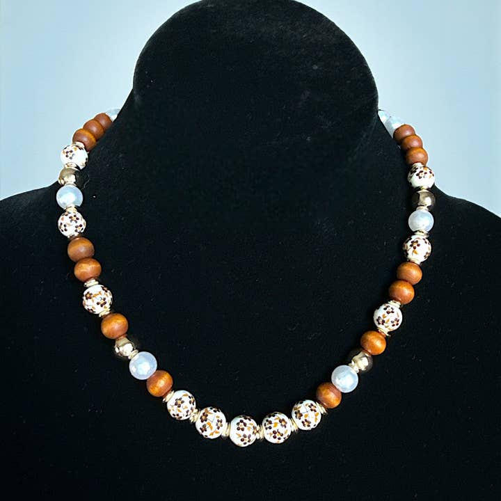 As Shown CERAMIC WOOD PEARL BEAD NECKLACE for wholesale on Faire0