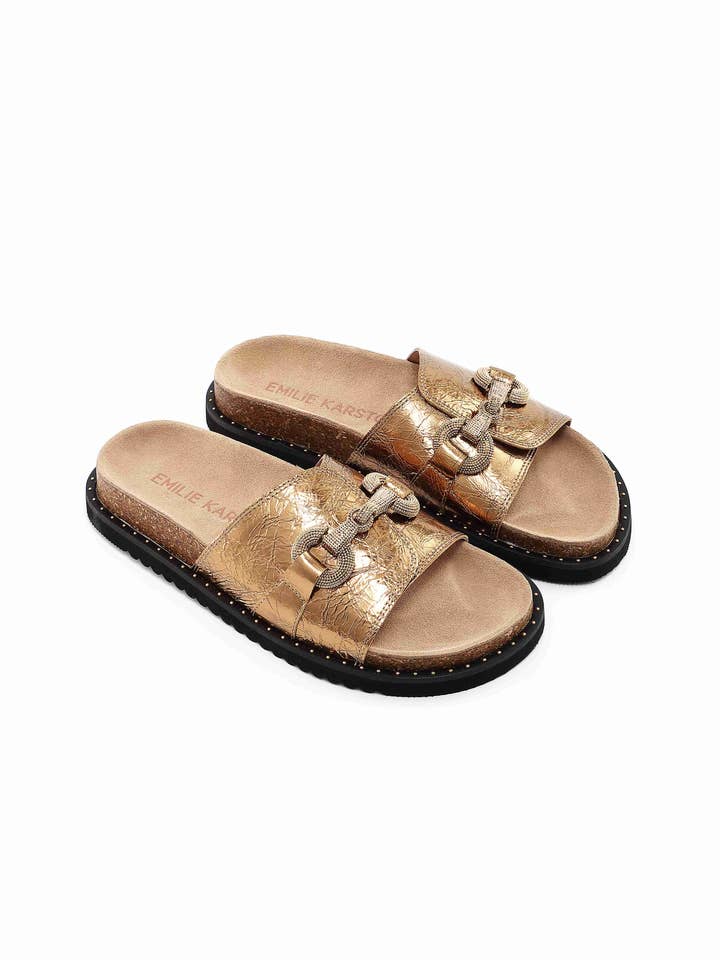 HEIDI Anatomical Mules with Metallic Ornament for wholesale by Emilie Karston