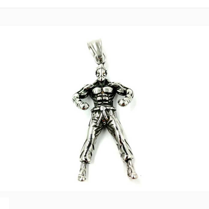 Silver Men's muscular steel pendant for wholesale on Faire