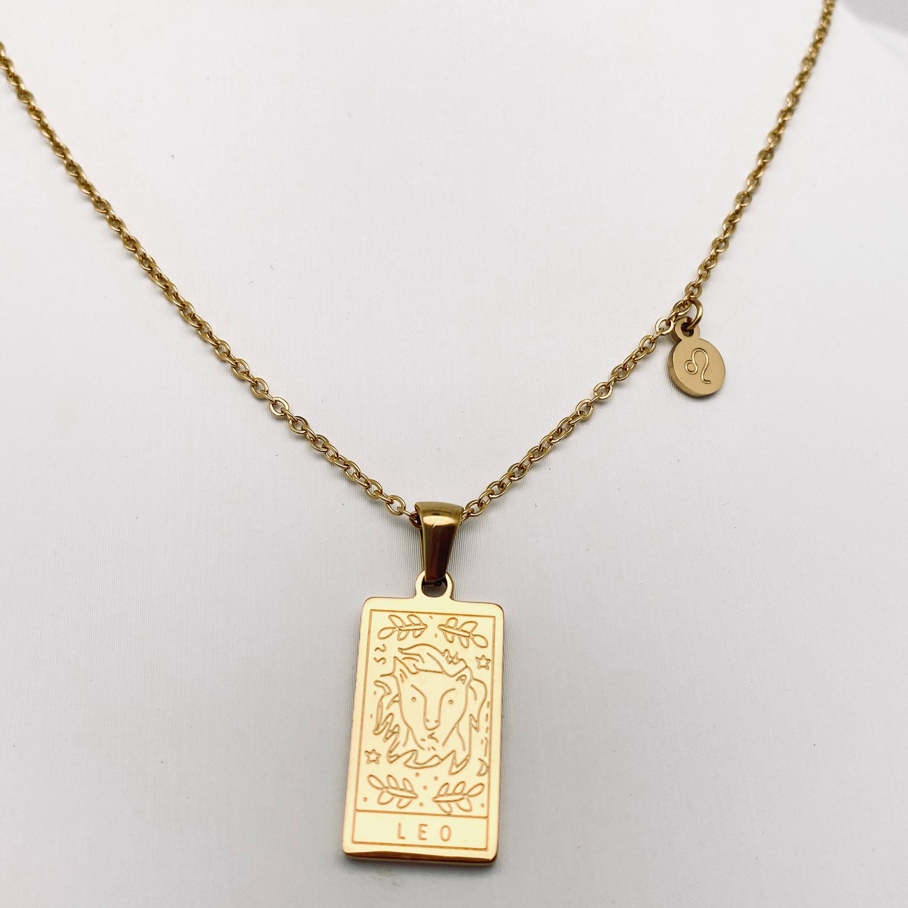Mio Queena - Wholesale Pendant/Charm Necklace - Golden Stainless Steel 12 Constellation Charm Necklace - FGS14