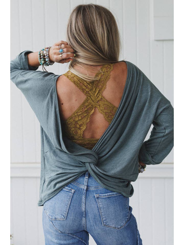 Three Bird Nest - Wholesale Blouse - Women's - Twisted Harmony Top - Olive