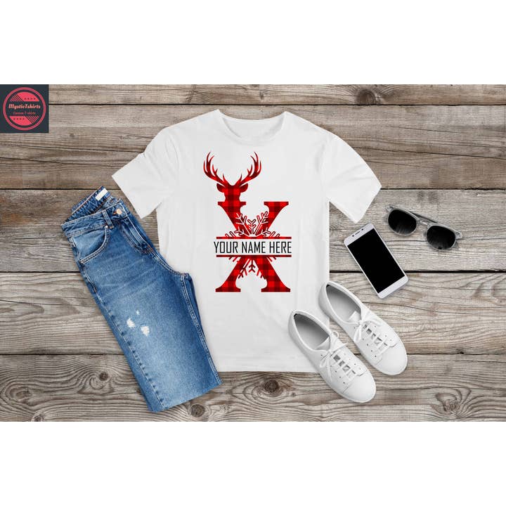Reindeer Monogram, Custom Made Shirt, Personalized T-Shirt for wholesale by MysticTshirts