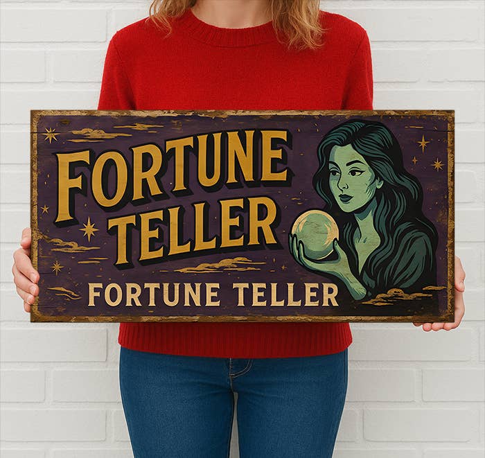 The British Metal Signs Company – Engroshandel Vægskilt – Vintage spåkone krystalkugle læsning metalskilt cirkus2