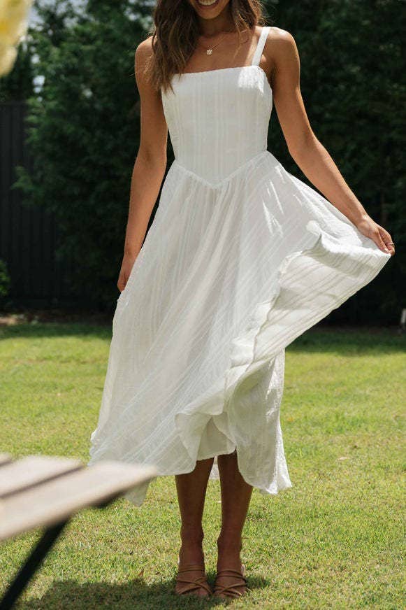 White Strappy Fit & Flare Dress for wholesale on Faire6