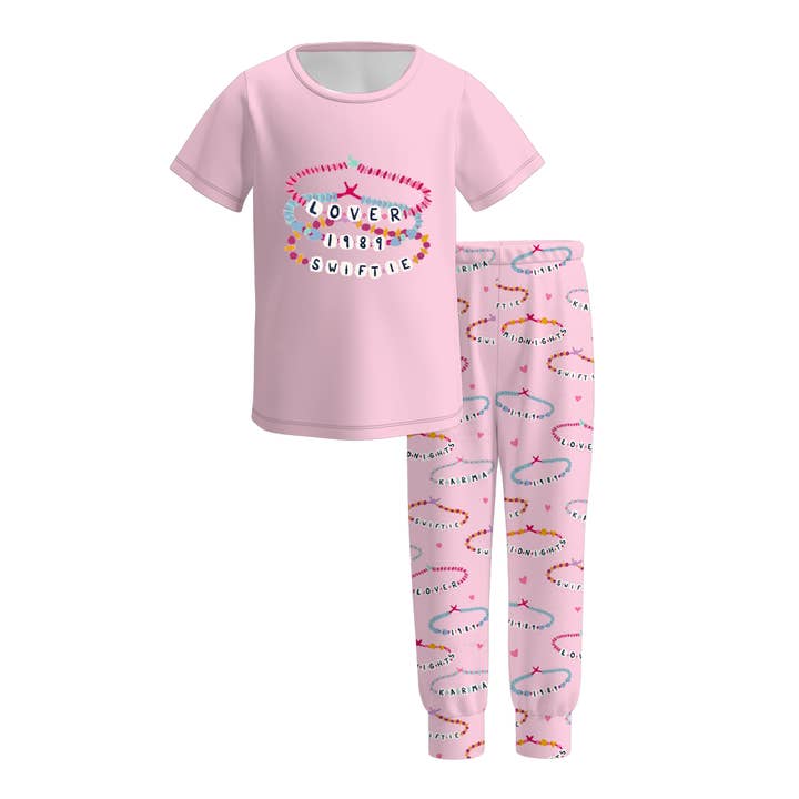 Swiftie Pajamas Taylor Swift Kids short sleeve Pajamas set for wholesale by Little Trendy