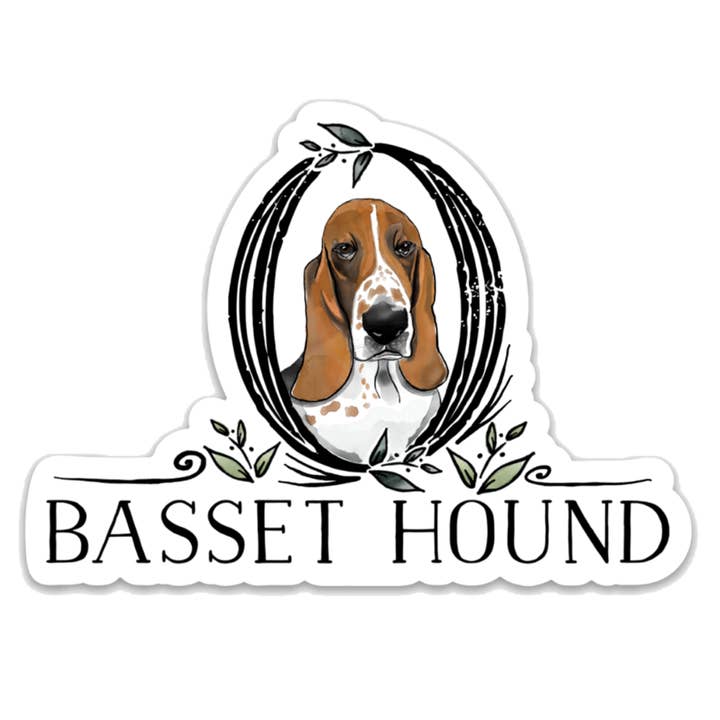 Basset Hound Die Cut Sticker for wholesale by Sweetgum Studio