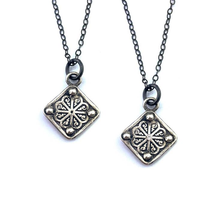 GRAVITY Charm Necklace - Gold, Silver or Bronze for wholesale by Compass Rose Design