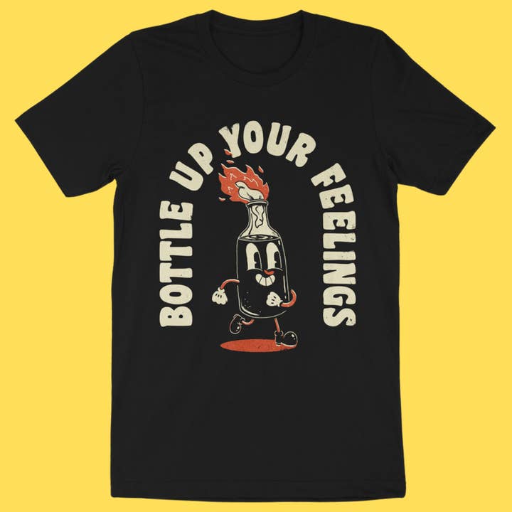 Wicked Clothes - Wholesale Screen Printed T-Shirt - Unisex - 'Bottle Up Your Feelings' Shirt1