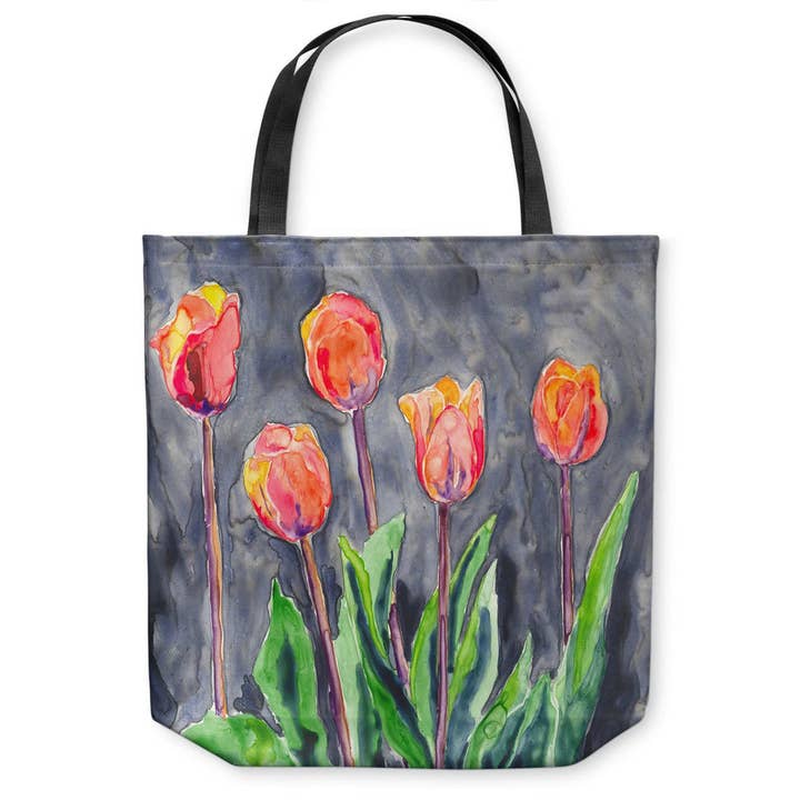 All in a Row Tulips Tote Bag for wholesale by Brazen Design Studio