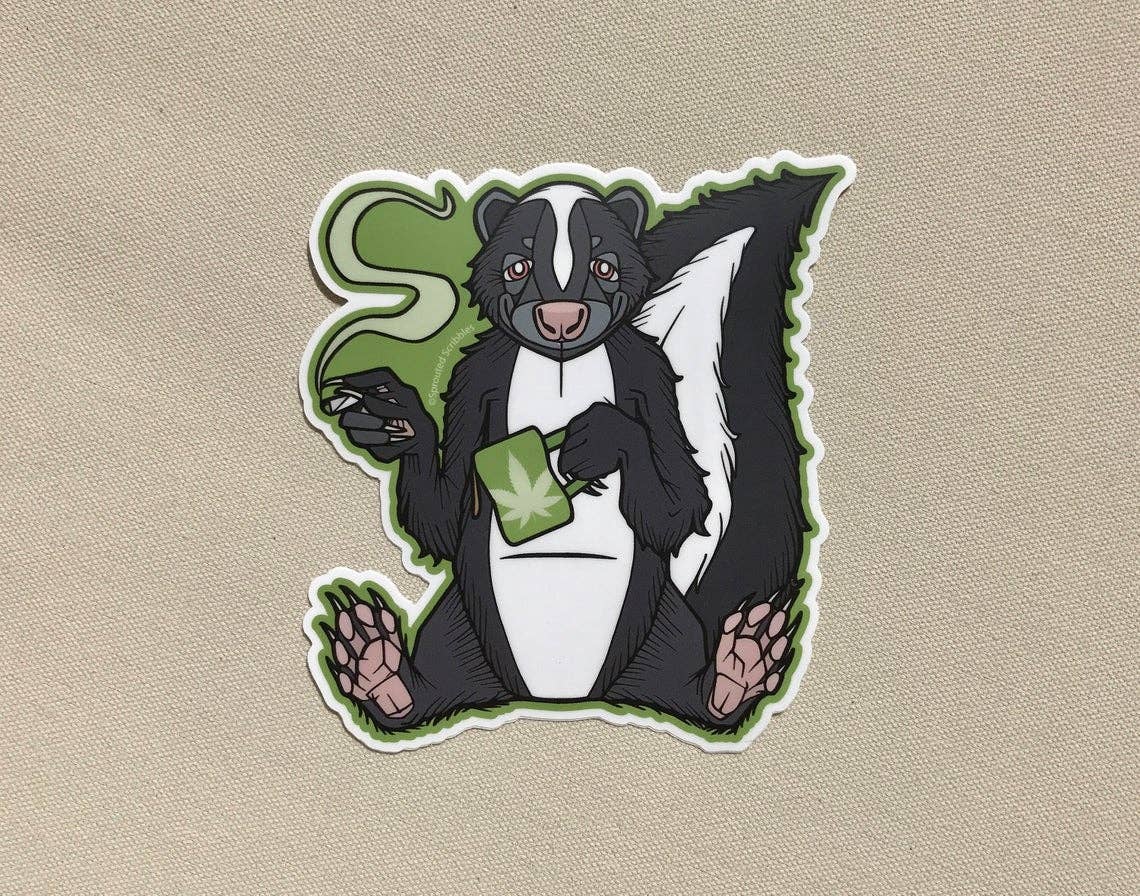 Sprouted Scribbles - Wholesale Sticker - Stoner Skunk Sticker | Waterproof Vinyl Decal | Coffee7