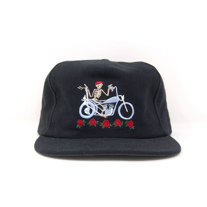 The Ampal Creative - Wholesale Flat Brim Cap - Unisex - Dead Flowers - Black