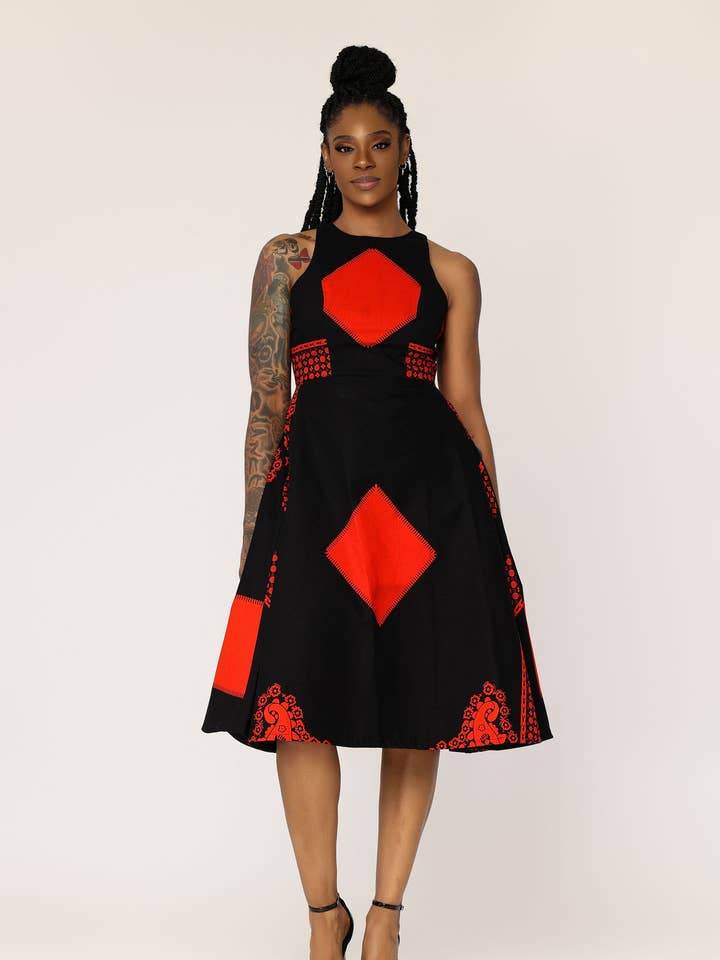 Vestido com estampa africana Keji por atacado de Ray Darten