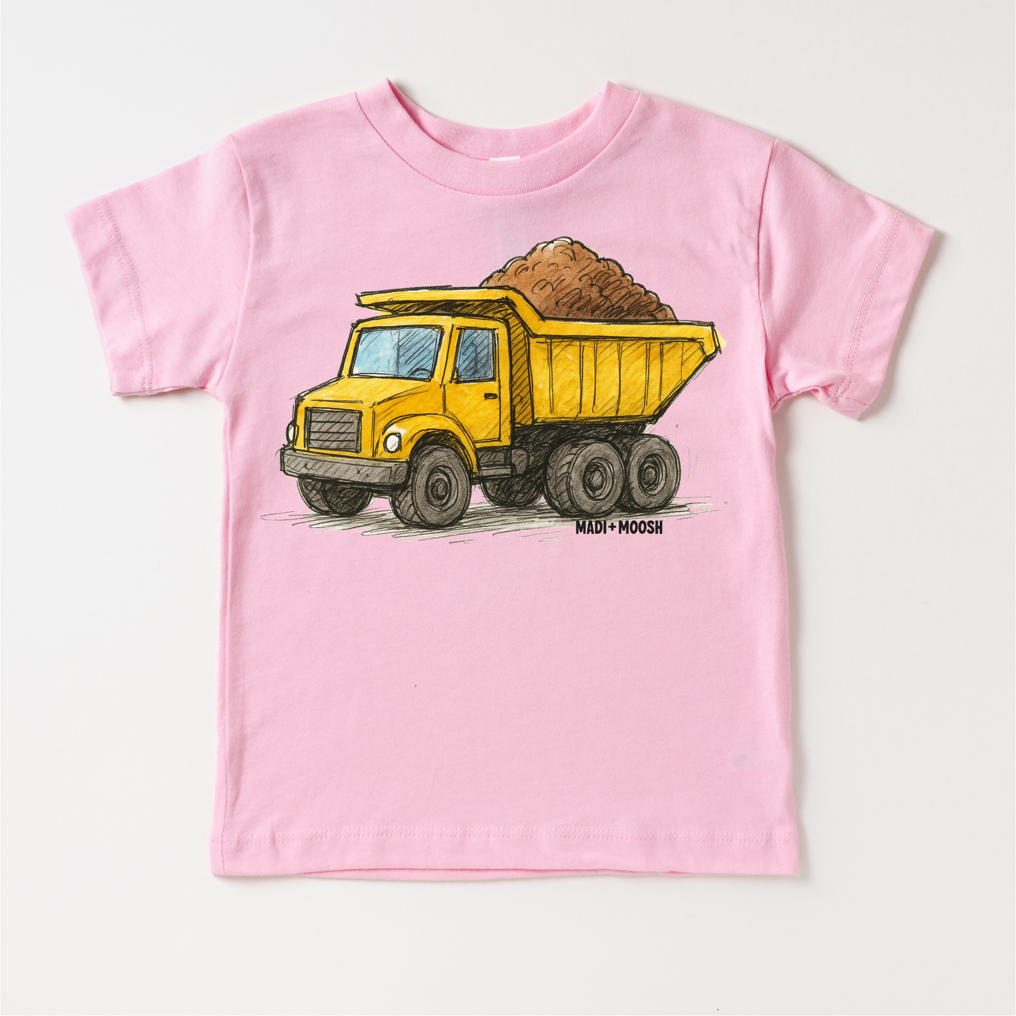 Madi Moosh - Vendita all'ingrosso Maglietta serigrafata - Bambini - Maglietta da Costruzione con Camion Ribaltabile - Maglietta con Disegno Schizzo4