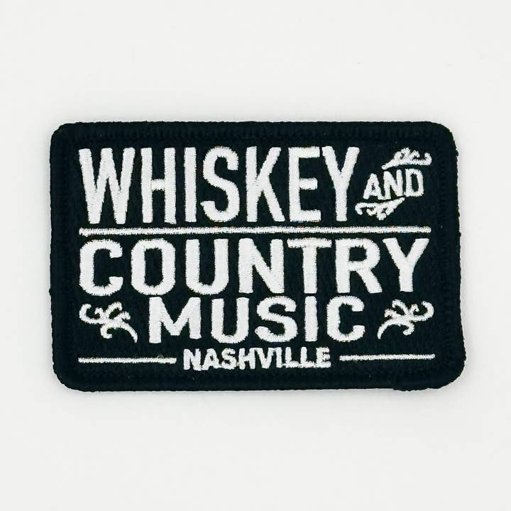 Whiskey and Country Music Nashville Embroidered Patch for wholesale by Cotton Mule