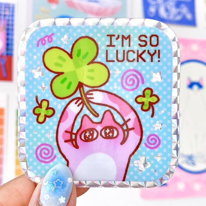I'm So Lucky Sticker for wholesale by Radhia Rahman