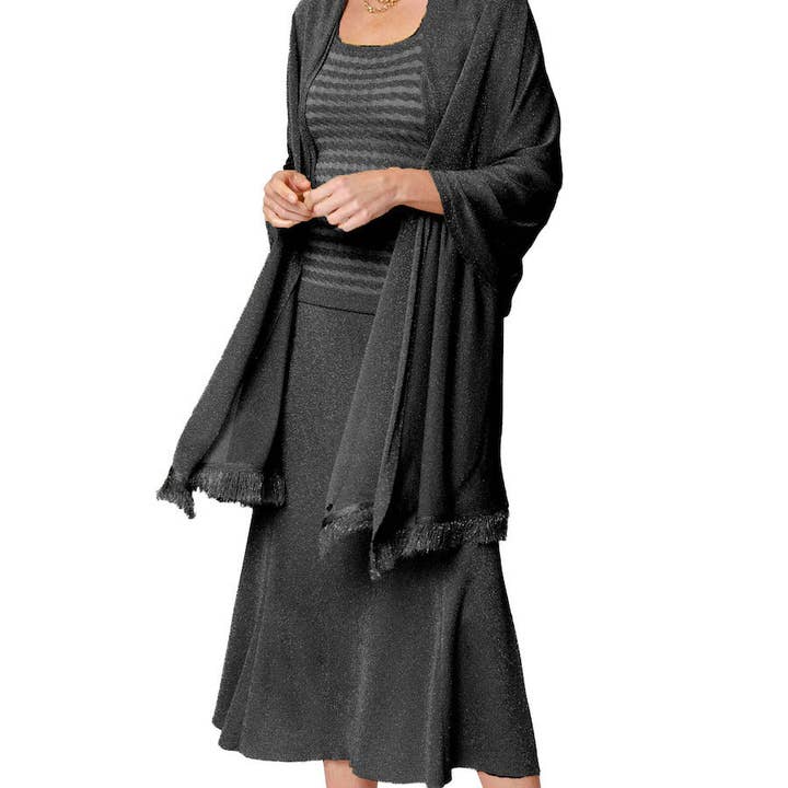 Biana - Wholesale Wrap - Women's - Star Dust Shimmer Shawl; Silver Black1