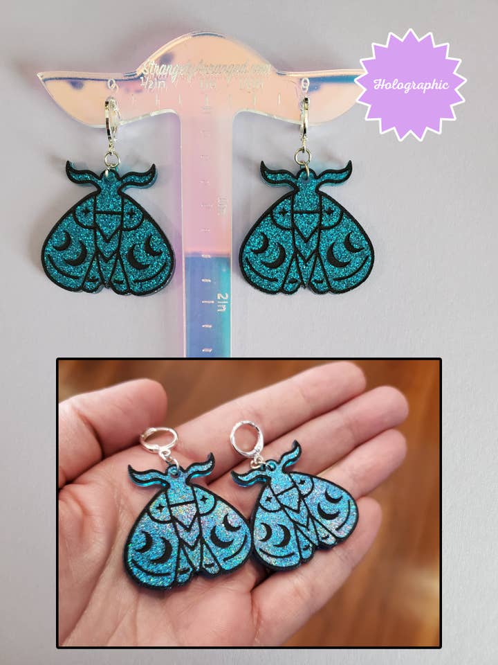Earrings | Witchy Cute Moth Dangle Earrings for wholesale by StrangelyArranged