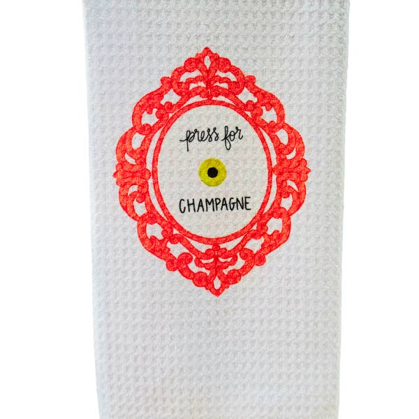 Press for Champagne.. Tea Towel for wholesale by TOPICS IN THE TROPICS