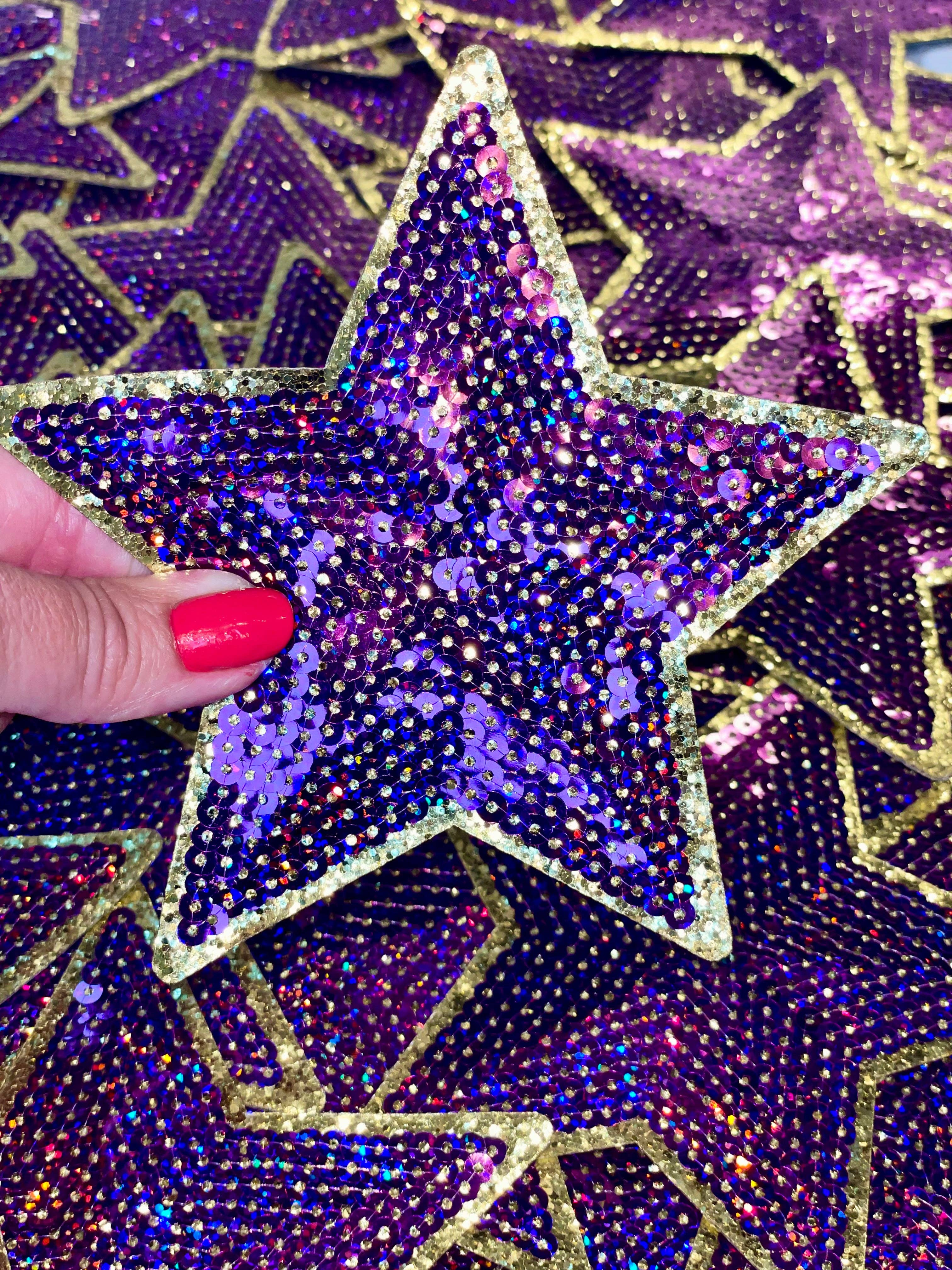 sequinandstiches - Wholesale Patch - Star Patch, Sequin Star Patch, Purple and Gold  5" Sequin Star Patch, Iron on Patch, DIY, Trucker Hat Patch, Preppy Patch Trendy Patch Patch, Sequin Star1